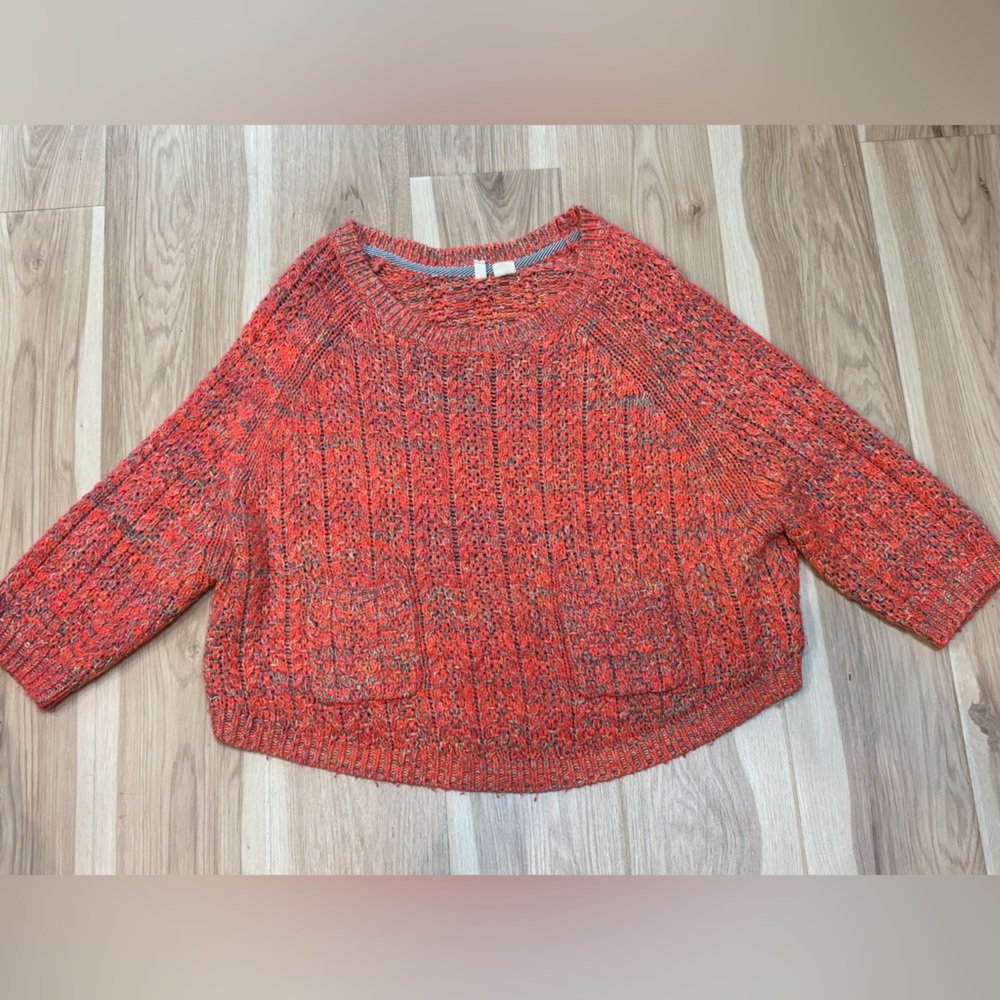 Anthropologie Moth Women's Medium Hot Pink Marled Swing Sweater